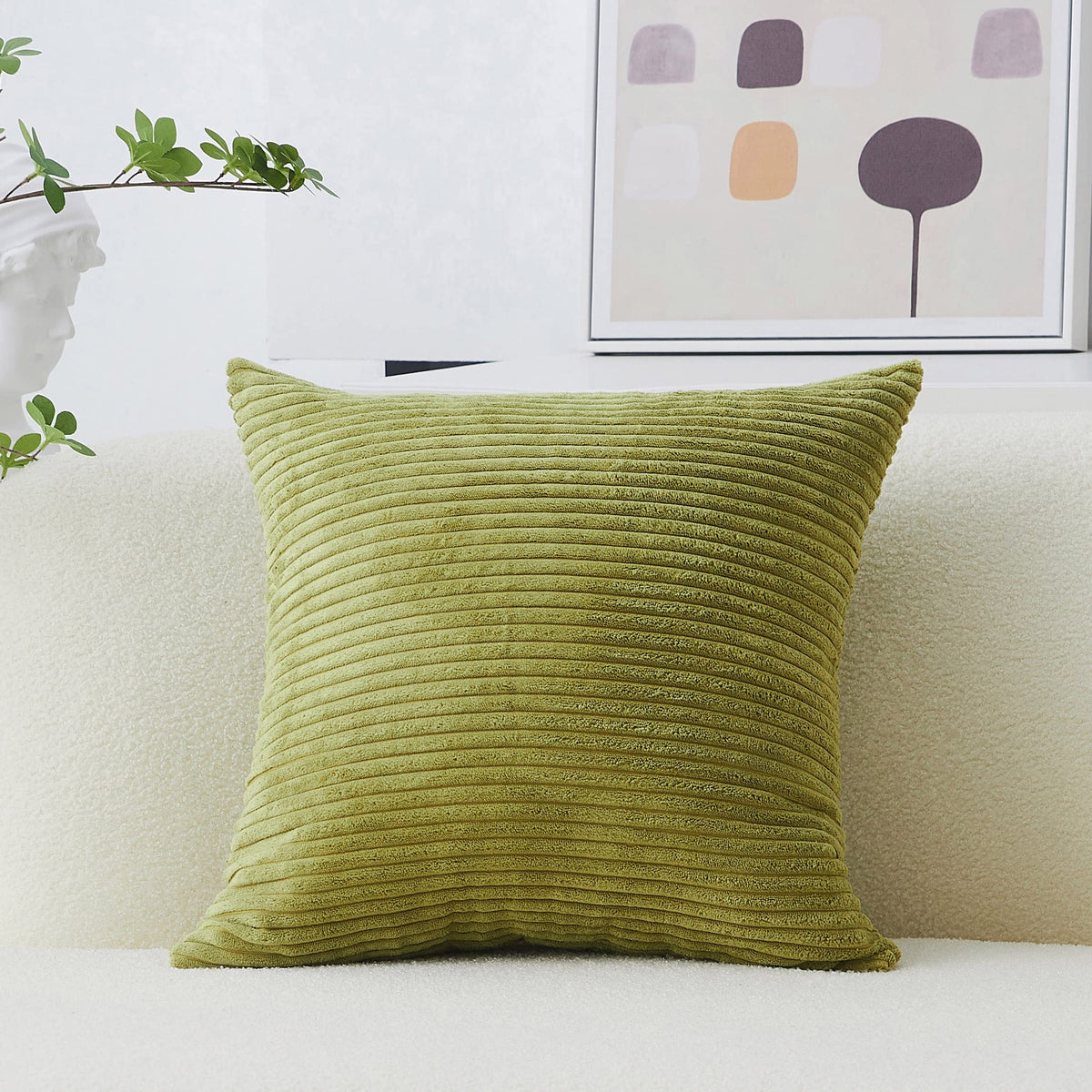 Home Brilliant Mustard Yellow Throw Pillow Cover 18x18 Decorative Plush Corduroy Striped Fall Decor Throw Pillow Cushion Cover for Couch Bed Decor, 18 x 18 (45x45), Sunflower Yellow