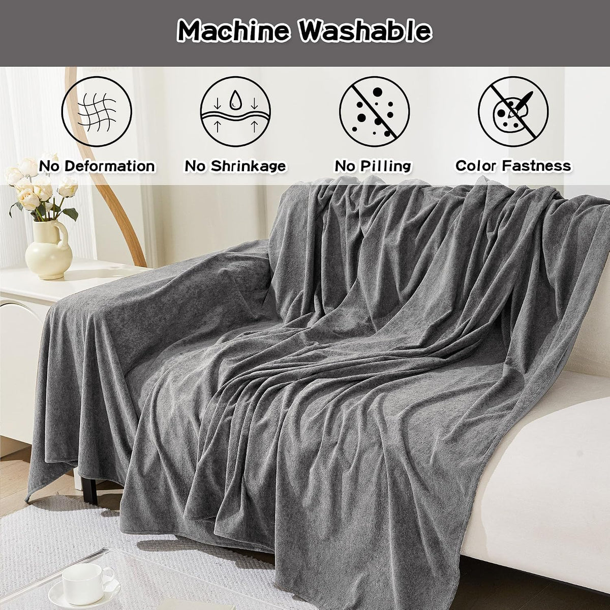 MEETSKY Couch Cover for 2 Cushion Couch, Couch Covers for Dogs Washable Non Slip Cat Scratch Proof Sectional Love Seat Covers L Shaped Soft Couch Furniture Protector for Pets, 71" x 118", Grey