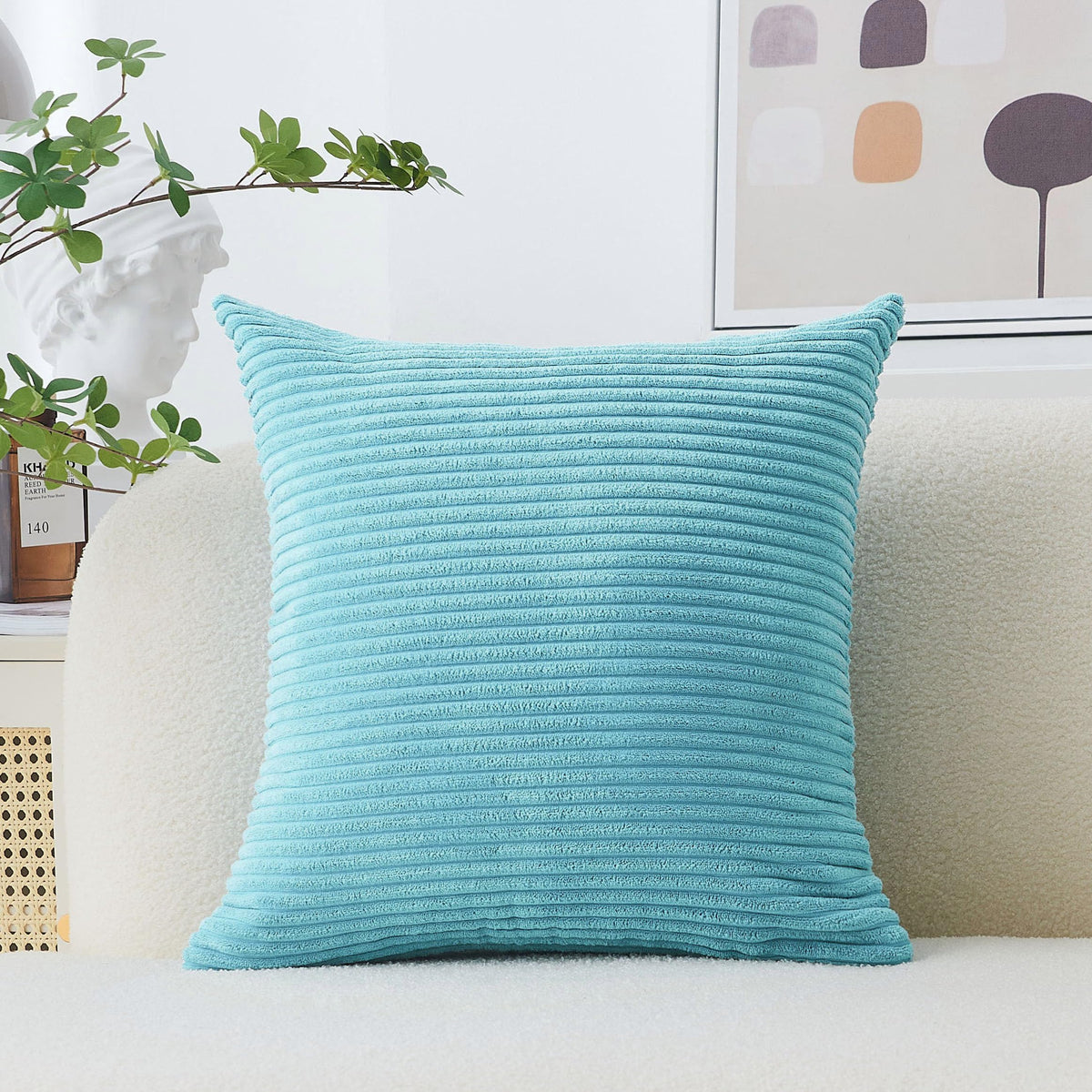 Home Brilliant Mustard Yellow Throw Pillow Cover 18x18 Decorative Plush Corduroy Striped Fall Decor Throw Pillow Cushion Cover for Couch Bed Decor, 18 x 18 (45x45), Sunflower Yellow