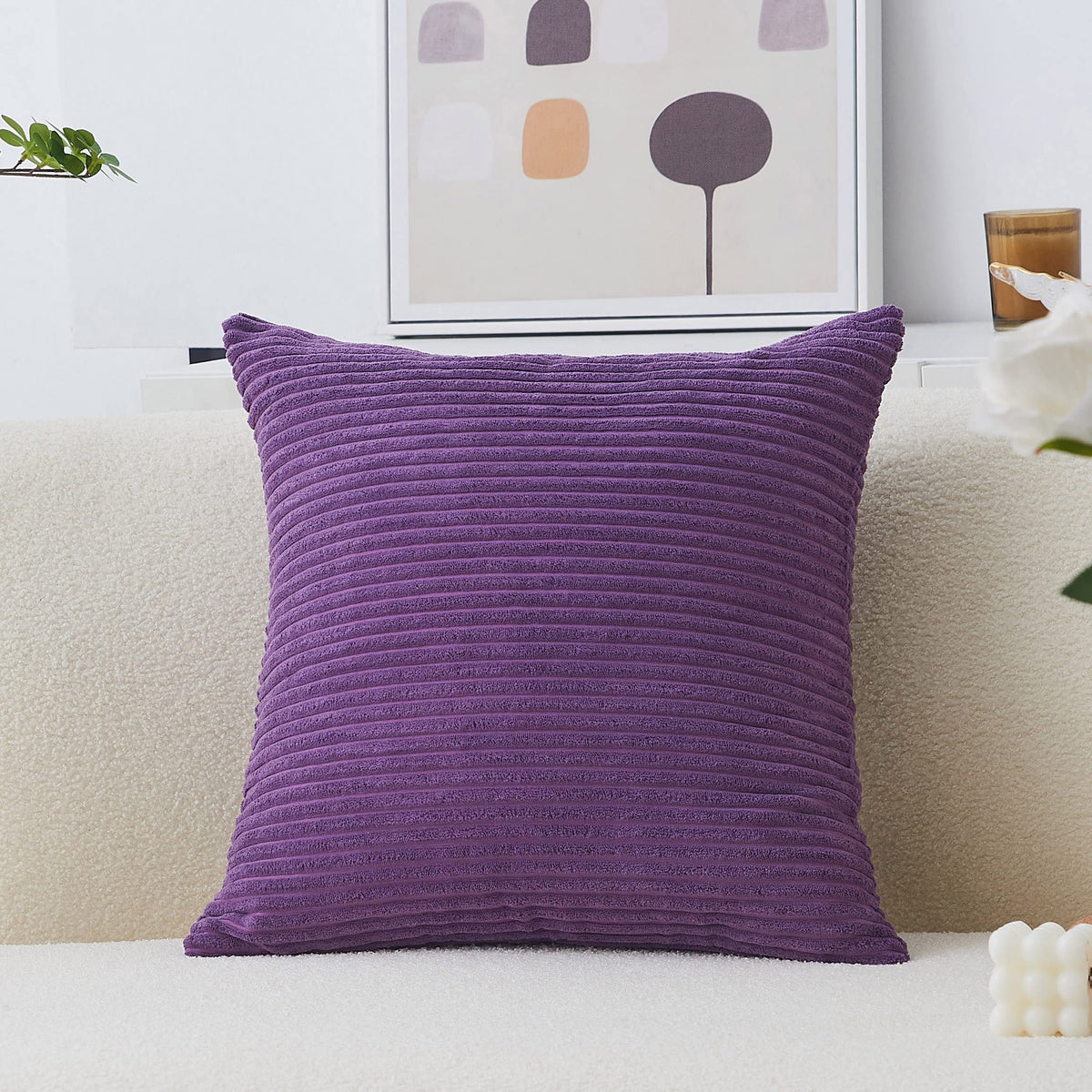 Home Brilliant Mustard Yellow Throw Pillow Cover 18x18 Decorative Plush Corduroy Striped Fall Decor Throw Pillow Cushion Cover for Couch Bed Decor, 18 x 18 (45x45), Sunflower Yellow