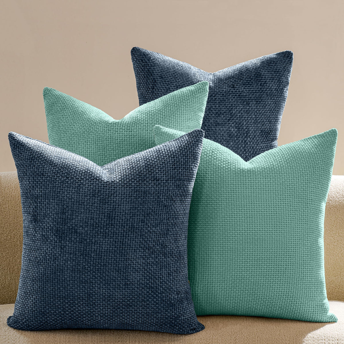 Throw Pillow Covers 18x18 Inch Pack of 4 Neutral Soft Decorative Chenille Pillow Covers Farmhouse Boho Couch Pillow Covers for Home Decor Sofa Bedroom Living Room Decor