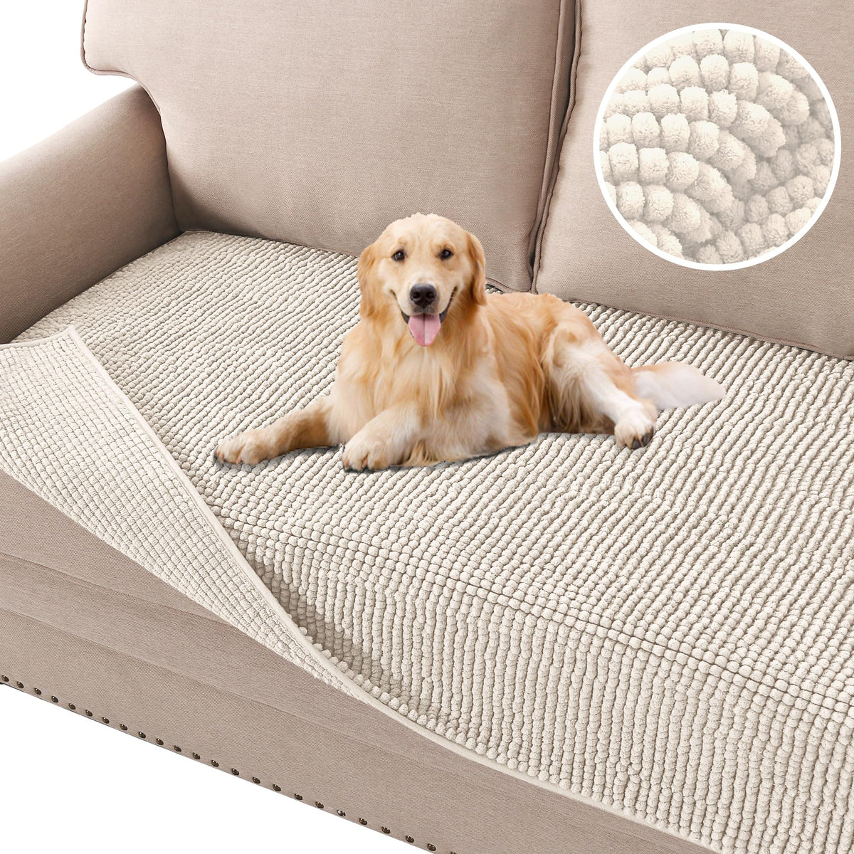 H.VERSAILTEX Plush Chenille Pet Couch Covers for Sofa Thick Soft Sofa Cover for 3 Cushion Couch Anti Slip Couch Cover Furniture Protector for Dog, Pet, Cat (35" x 74", Grey)