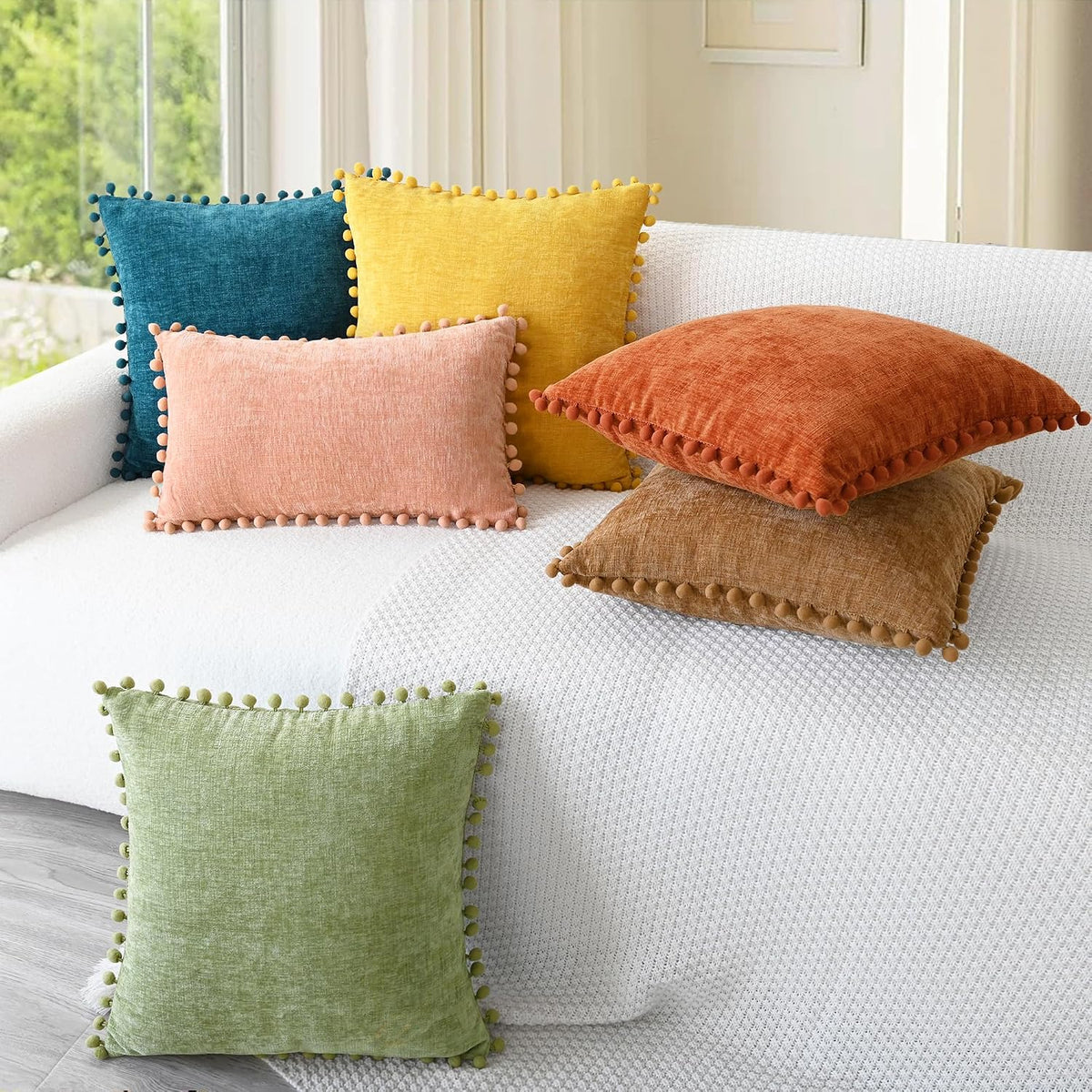 CaliTime Decorative Couch Throw Pillow Covers 20 X 12 Inches Apricot Brown