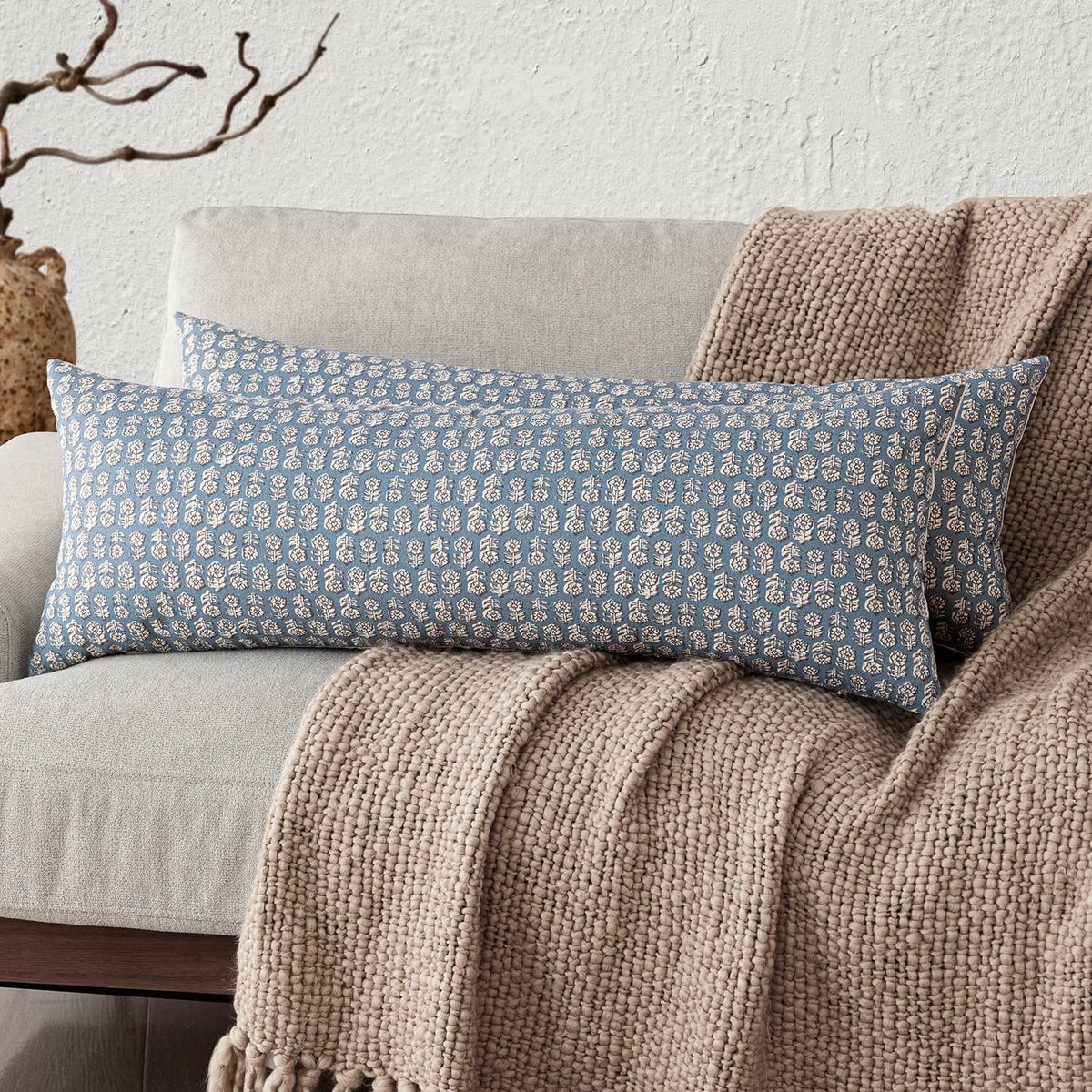 Foindtower Decorative Floral Print Throw Pillow Covers 18×18 Inch,Tan Taupe