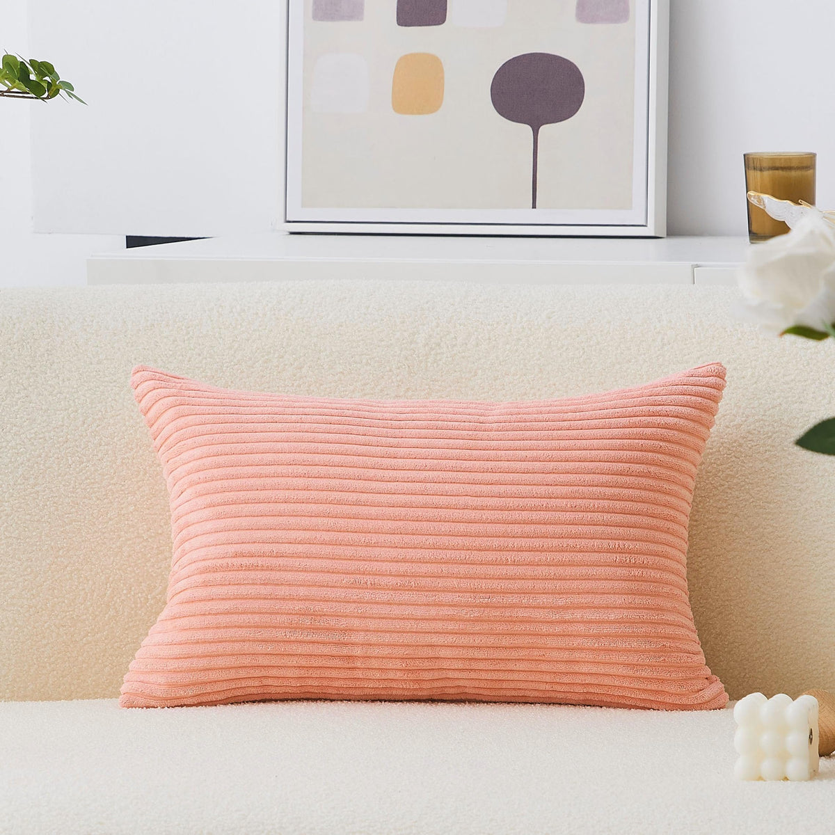 Home Brilliant Mustard Yellow Throw Pillow Cover 18x18 Decorative Plush Corduroy Striped Fall Decor Throw Pillow Cushion Cover for Couch Bed Decor, 18 x 18 (45x45), Sunflower Yellow