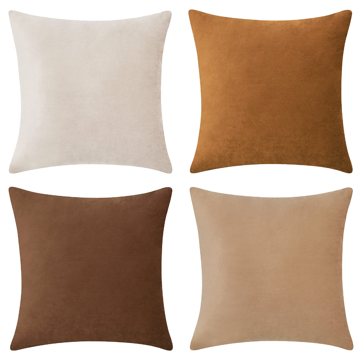 MONDAY MOOSE Decorative Throw Pillow Covers Cushion Cases, Set of 4 Soft Velvet Modern Designs, Mix and Match for Home Decor, Pillow Inserts Not Included (18x18 inch, Orange/Teal)