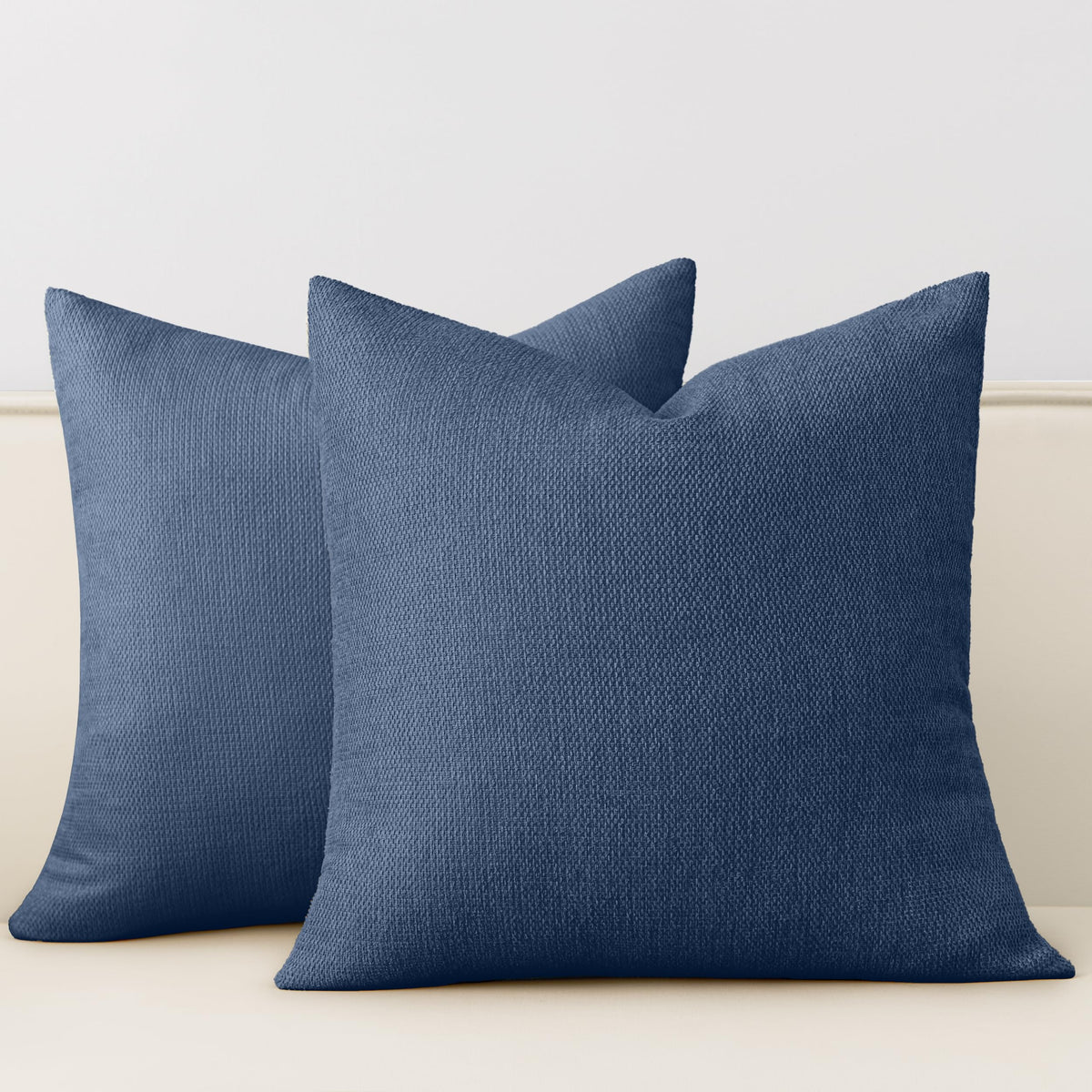 Natural Linen Look Throw Pillow Covers 18x18 Inch Set of 4, Textured Woven Decorative Pillow Covers, Neutral Square Cushion Covers for Couch Sofa Living Room Bedroom, Ivory Cream