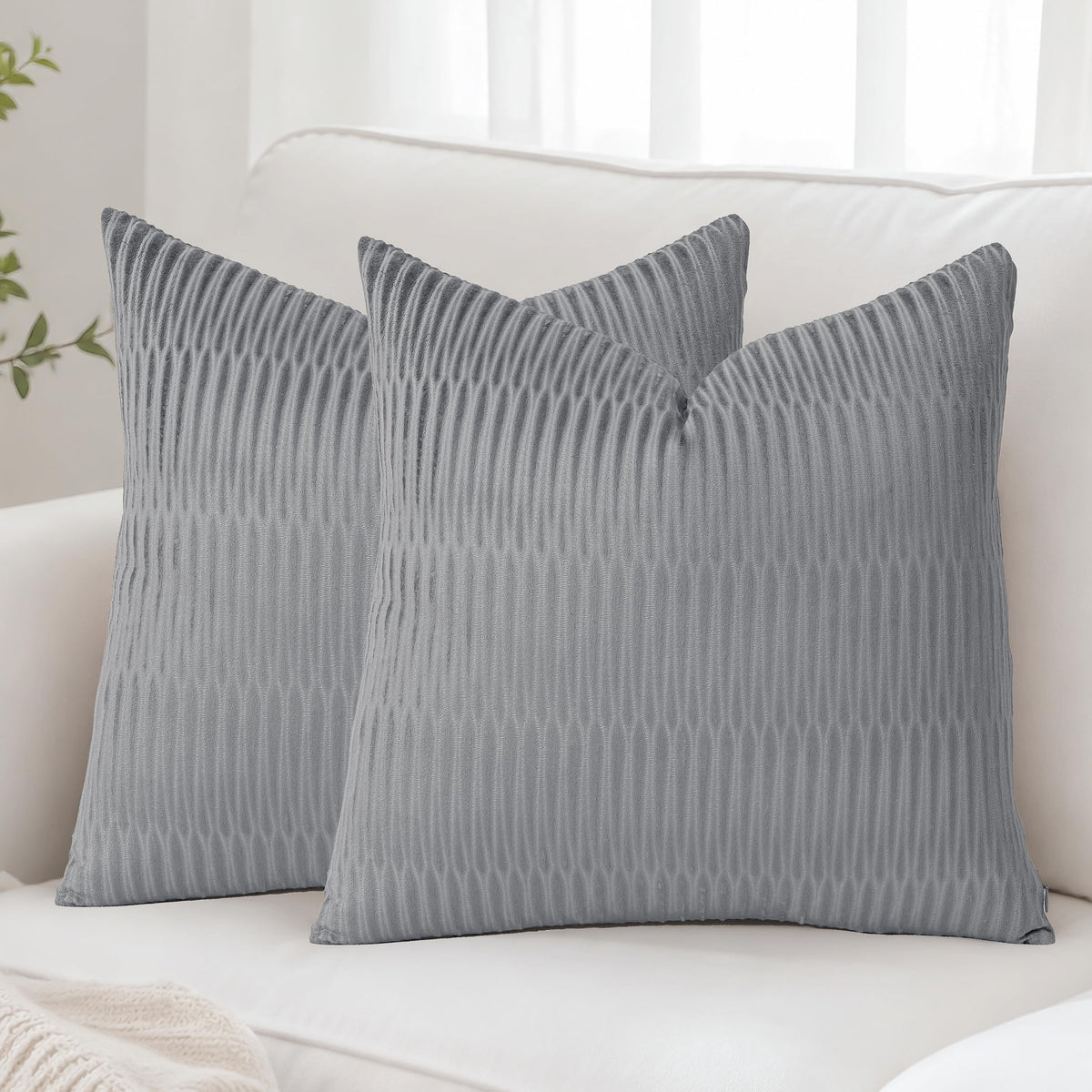Embossed Velvet Pillow Covers 18x18 Set of 4, Neutral Brown Grey Cream Soft Decorative Throw Pillow Covers, Luxury Textured Cushion Covers for Couch Sofa Bed, Neutral Home Decor