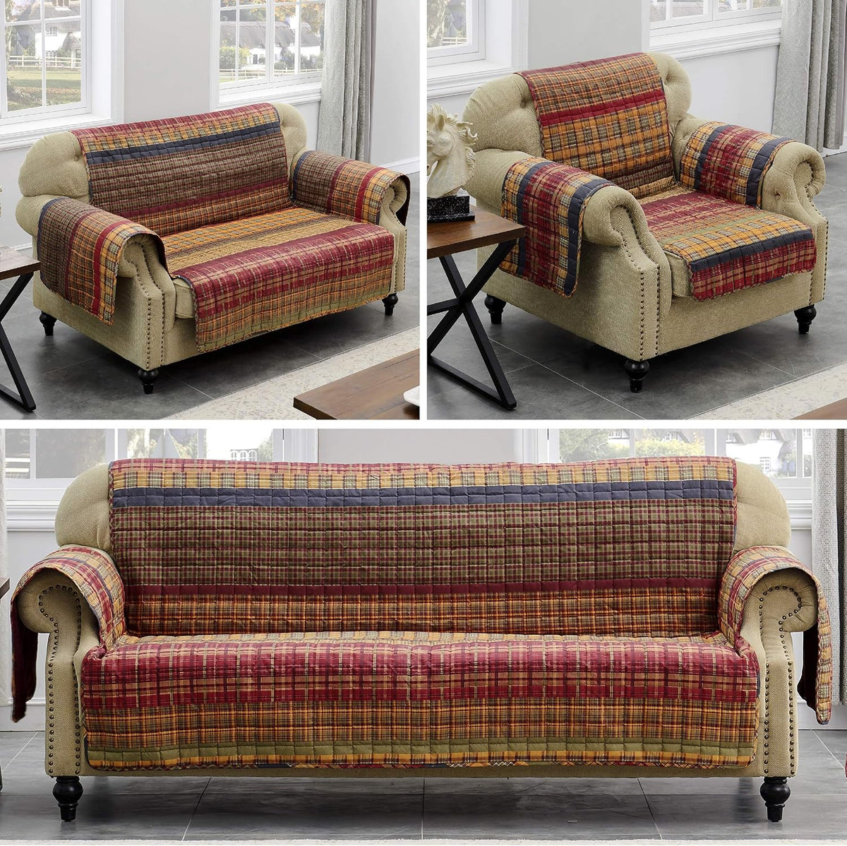 Greenland Home Fashions Gold Rush Reversible Slipcover - Furniture Protector - Sofa