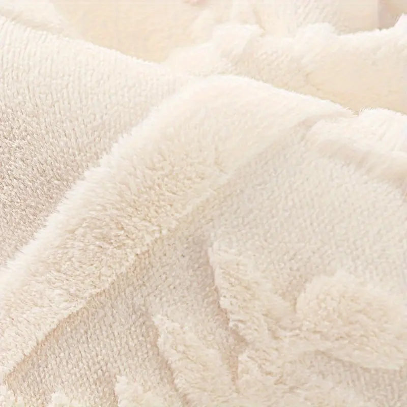 1pc of Artificial Rabbit Fur Soft And Comfortable Cushion Kit- Elegant Beige Flower And Leaf Pattern, Paired with a Pillow to Place on Top, Non Slip, Machine Washable Protective Cover, Suitable for Sofas of 1 to 4 People