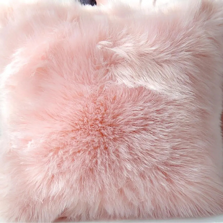 Valentine's Day Faux Wool Plush Pillow Cover, Soft Comfortable Non-Shedding Furry Cushion Cover, Washable Foldable Detachable Cover for Living Room and Bedroom Decor, Bedroom Decorative Accessories #GLOBAL PICKS