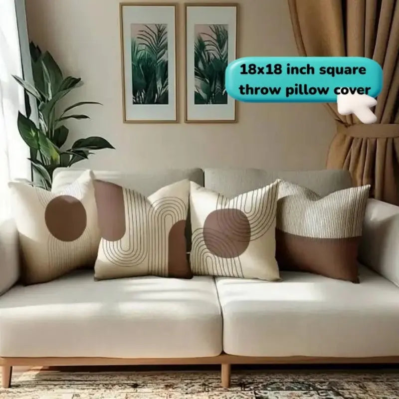 4-Piece Set, Bohemian geometric line single-sided printed pillow covers with zipper closure. Suitable for home use in bedrooms, living rooms, sofas, cars and chair backs. Also ideal for outdoor patio and camping cushion decor. (inserts not included)