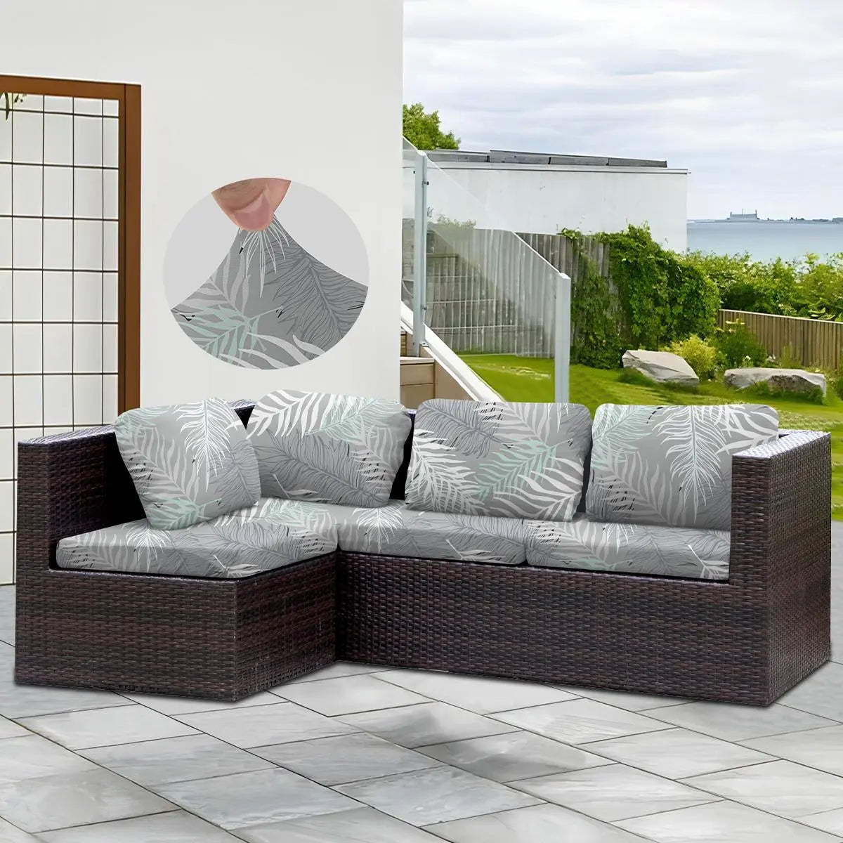 Floral Pattern Stretch Sofa Cover, 1 Count Durable Elastic Sofa Slipcover, Furniture Protector for Home Living Room, Sofa Protector for Outdoor Patio Furniture, Sofa Couch Covers, Stretchable Sofa Cover