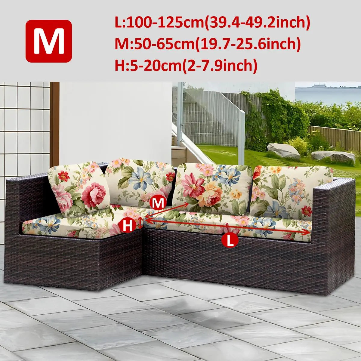 Floral Pattern Stretch Sofa Cover, 1 Count Durable Elastic Sofa Slipcover, Furniture Protector for Home Living Room, Sofa Protector for Outdoor Patio Furniture, Sofa Couch Covers, Stretchable Sofa Cover
