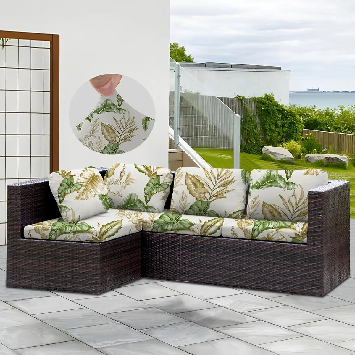 Floral Pattern Stretch Sofa Cover, 1 Count Durable Elastic Sofa Slipcover, Furniture Protector for Home Living Room, Sofa Protector for Outdoor Patio Furniture, Sofa Couch Covers, Stretchable Sofa Cover
